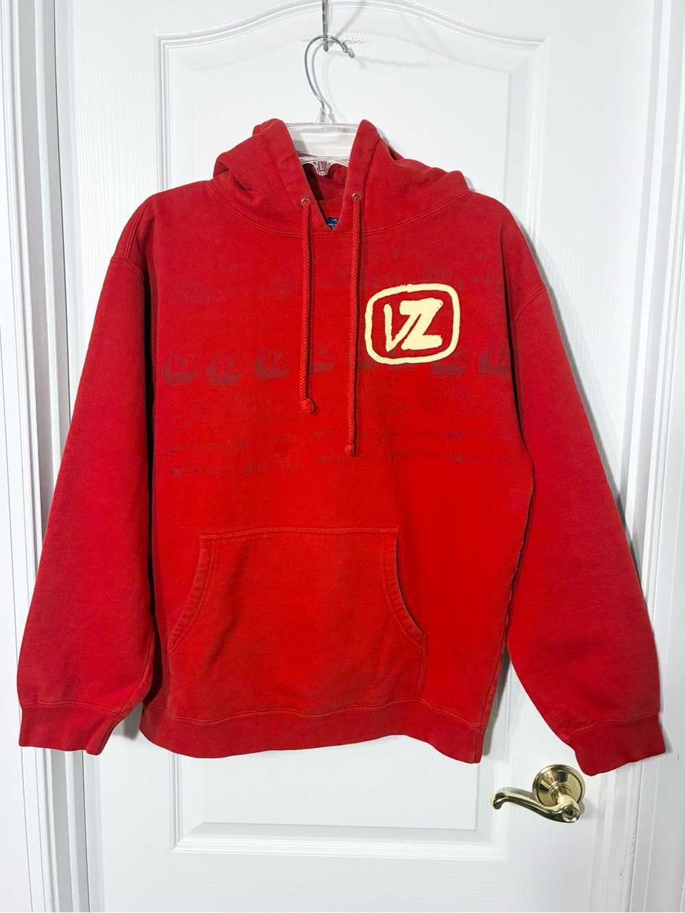 Y2K VTG Von Zipper Logo Pullover Hoodie Red Men’s Small